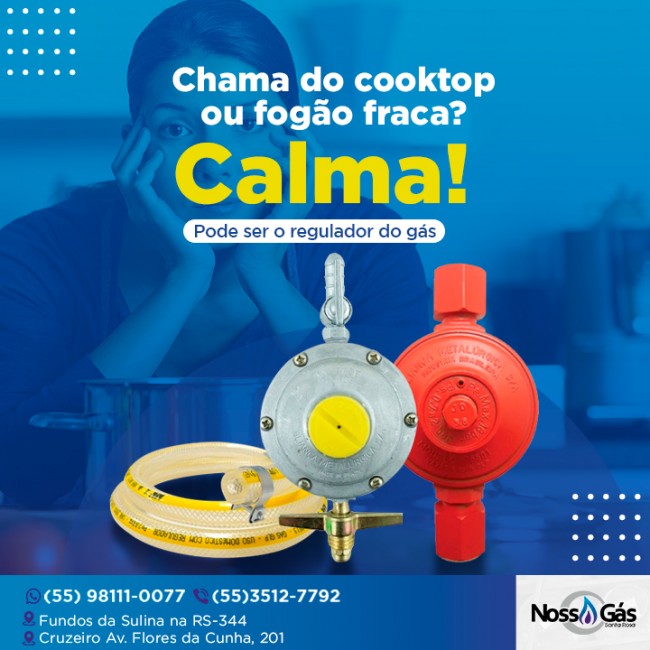 Chama do cooktop ou fogão fraca? Calma! Pode ser o regulador do gás