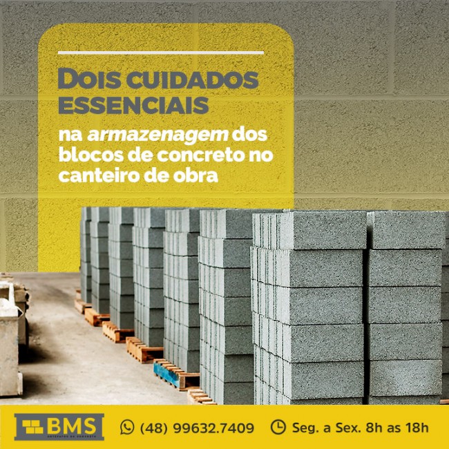 Dois cuidados essenciais na armazenagem dos blocos de concreto no canteiro de obra