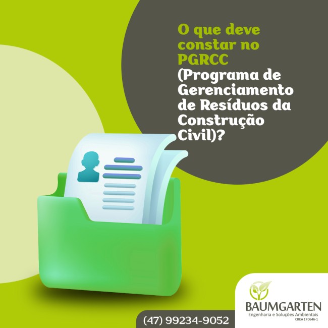 O que deve constar no PGRCC (Programa de Gerenciamento de Resíduos da Construção Civil)?