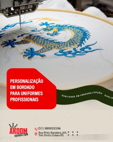Personalização em bordado para uniformes profissionais