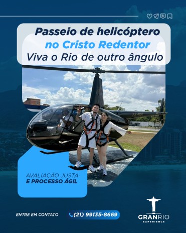 Passeio de helicóptero no Cristo Redentor viva o Rio de outro ângulo