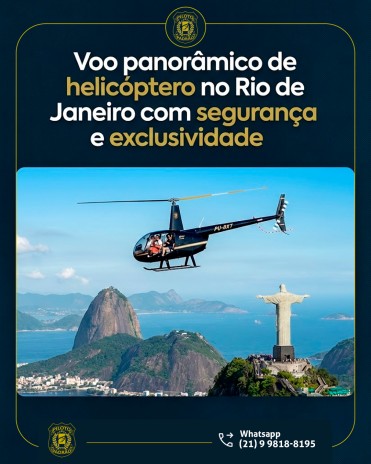 Voo panorâmico de helicóptero no Rio de Janeiro com segurança e exclusividade