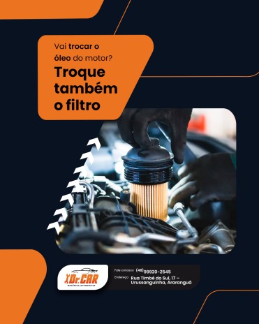 Vai trocar o óleo do motor? Troque também o filtro