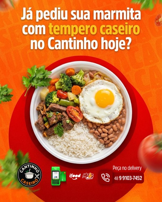 Já pediu sua marmita com tempero caseiro no Cantinho hoje?
