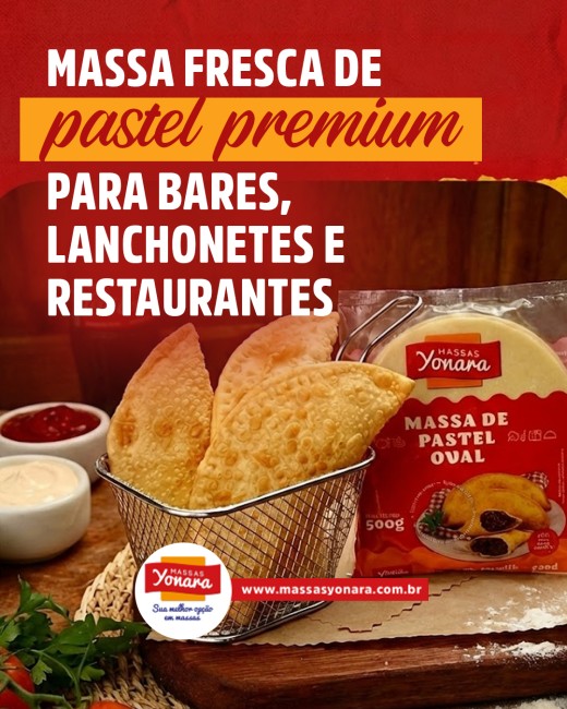 Massa fresca de pastel premium para bares, lanchonetes e restaurantes