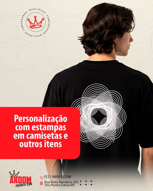 Personalização com estampas em camisetas e outros itens