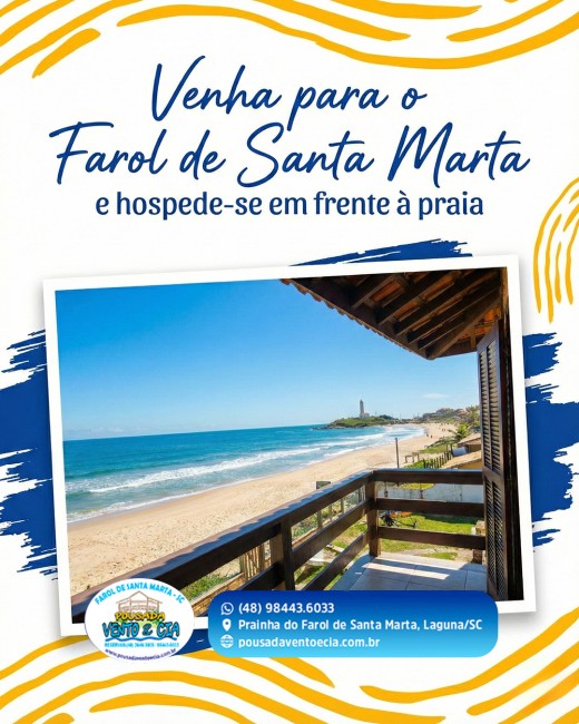 Venha para o Farol de Santa Marta e hospede-se em frente à praia