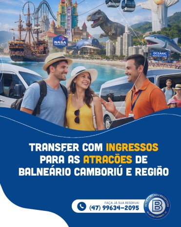 Transfer com ingressos para as atrações de Balneário Camboriú e região