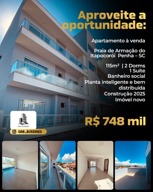 Apartamento à venda – Praia de Armação do Itapocorói | Penha – SC | 115m² | 2 Dorms (1 Suíte) | R$ 748.000 (LINK: https://www.dropbox.com/scl/fo/tfp2lum51arkffaawohvv/AMG0ioOTyi-yx-884_gx0CE/