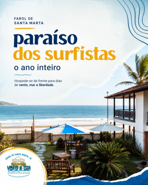 Farol de Santa Marta é paraíso dos surfistas o ano inteiro