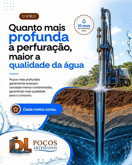 Quanto mais profunda a perfuração, maior a qualidade da água