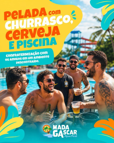 Pelada com churrasco, cerveja e piscina